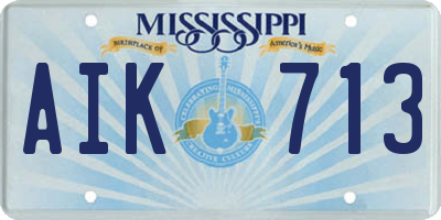 MS license plate AIK713