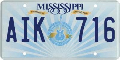 MS license plate AIK716