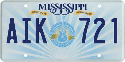 MS license plate AIK721