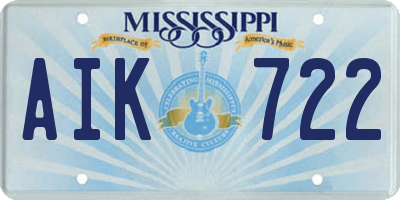 MS license plate AIK722