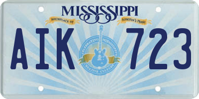 MS license plate AIK723