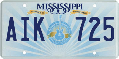 MS license plate AIK725