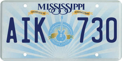 MS license plate AIK730