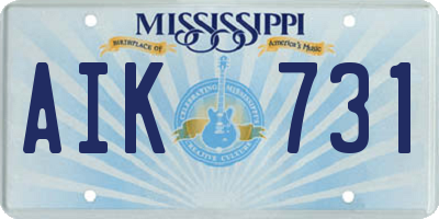 MS license plate AIK731