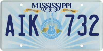 MS license plate AIK732