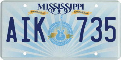 MS license plate AIK735