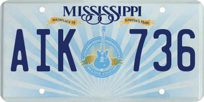 MS license plate AIK736