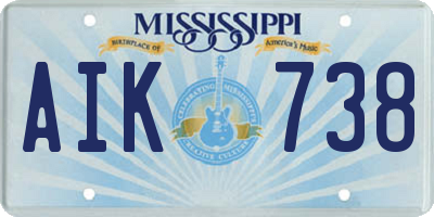 MS license plate AIK738