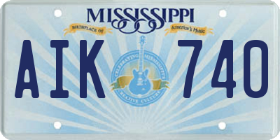 MS license plate AIK740