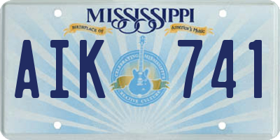 MS license plate AIK741