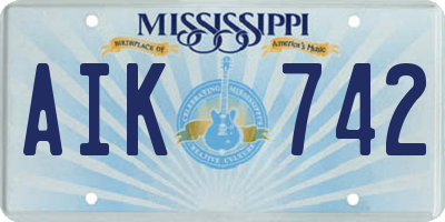 MS license plate AIK742