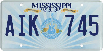 MS license plate AIK745