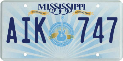 MS license plate AIK747