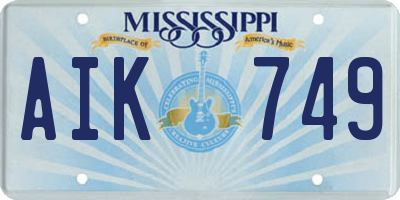 MS license plate AIK749