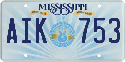 MS license plate AIK753