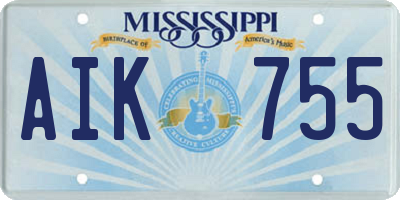 MS license plate AIK755