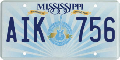 MS license plate AIK756