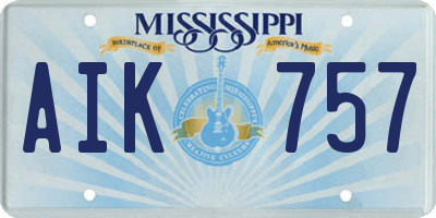 MS license plate AIK757
