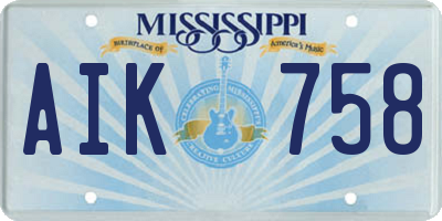 MS license plate AIK758