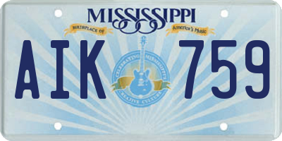 MS license plate AIK759