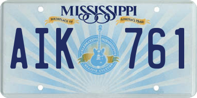 MS license plate AIK761