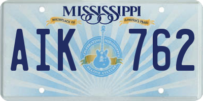 MS license plate AIK762