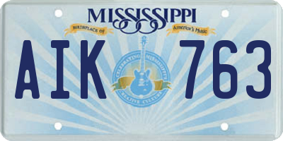 MS license plate AIK763