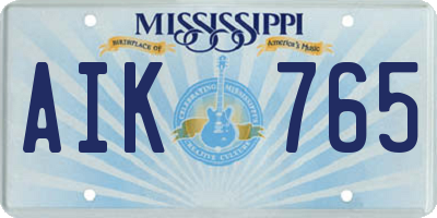 MS license plate AIK765
