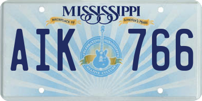 MS license plate AIK766