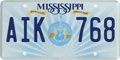MS license plate AIK768