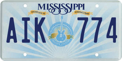 MS license plate AIK774