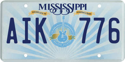 MS license plate AIK776