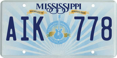 MS license plate AIK778