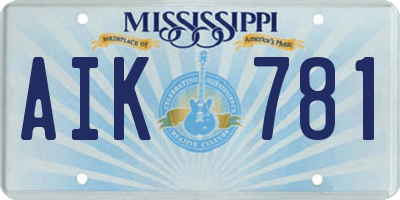 MS license plate AIK781