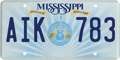MS license plate AIK783