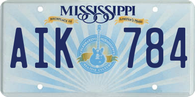 MS license plate AIK784