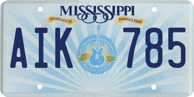 MS license plate AIK785