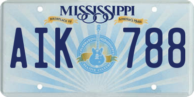 MS license plate AIK788