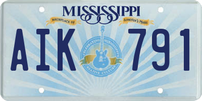 MS license plate AIK791