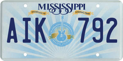 MS license plate AIK792