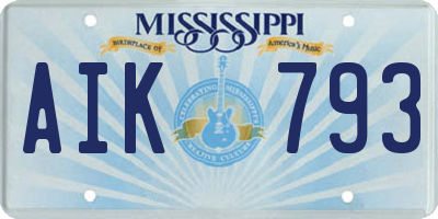 MS license plate AIK793