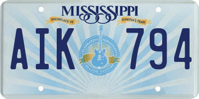 MS license plate AIK794