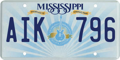MS license plate AIK796