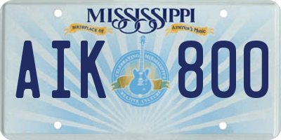 MS license plate AIK800