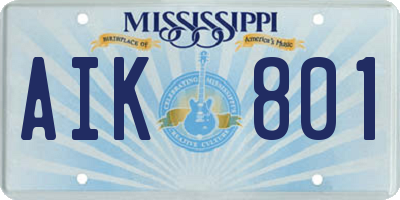 MS license plate AIK801