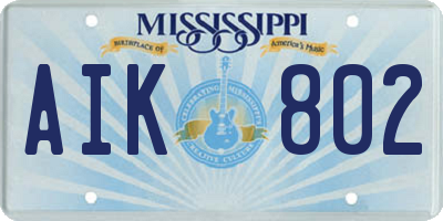 MS license plate AIK802