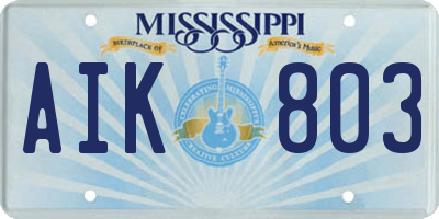 MS license plate AIK803