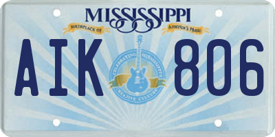 MS license plate AIK806