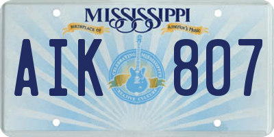 MS license plate AIK807