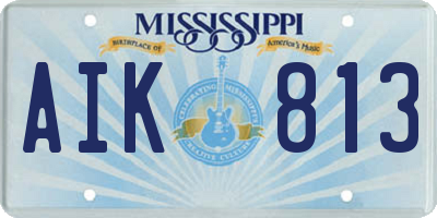 MS license plate AIK813